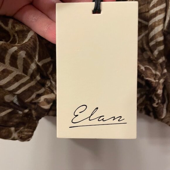 NWT Elan Brown Tulum Boho Abstract Printed Tank Top Ruffle Trim Size Medium - Picture 10 of 15